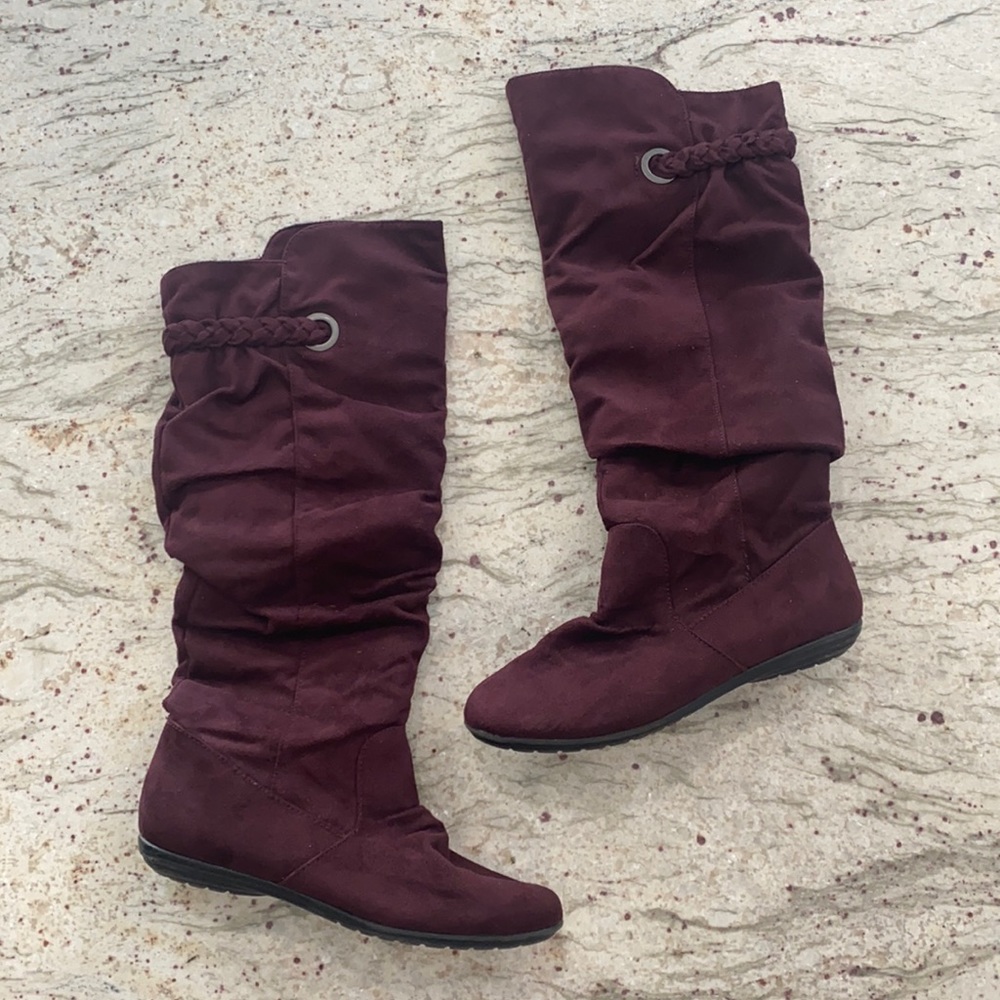 R2 Wine Colored Knee High Boots
